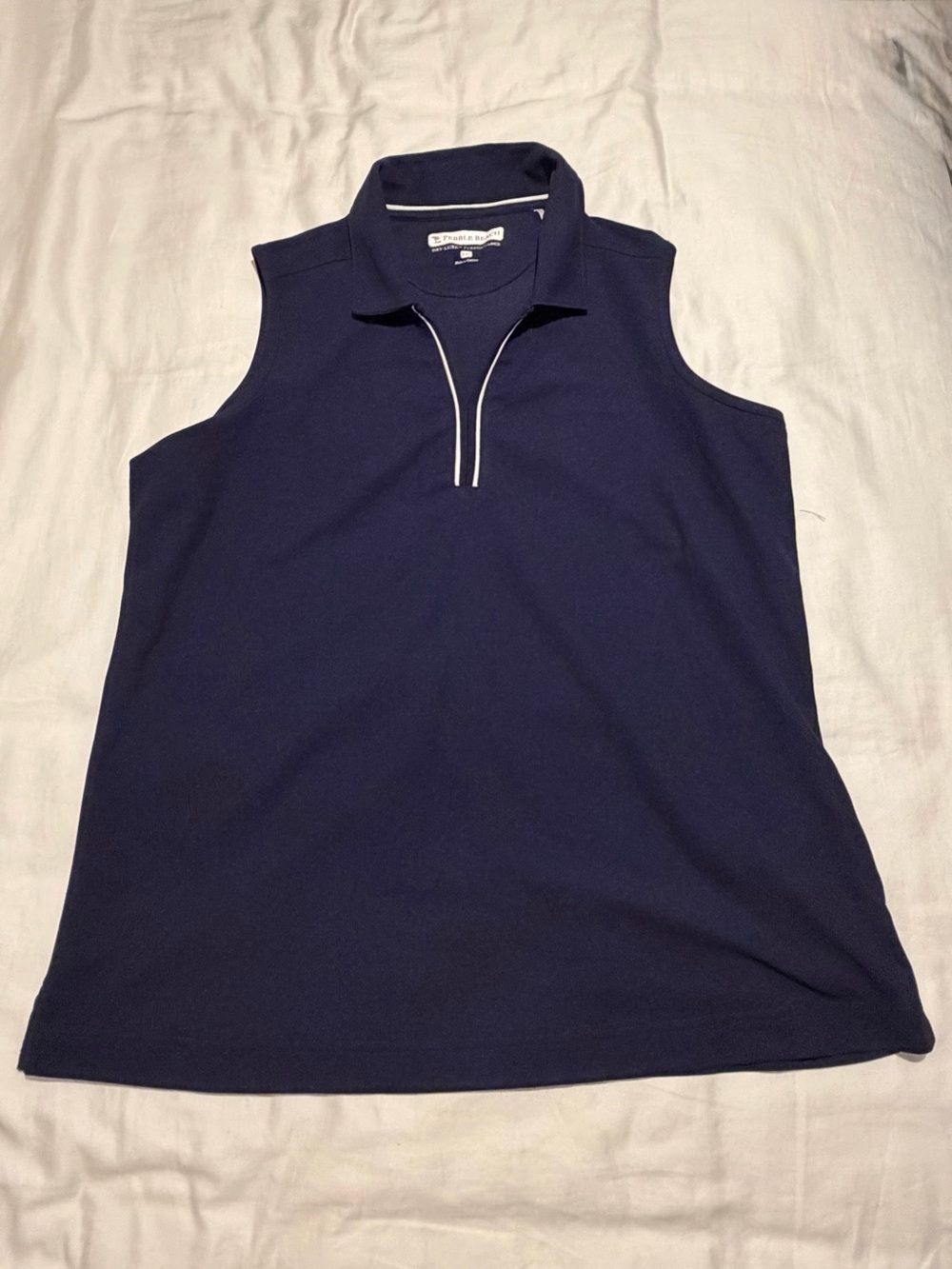 Pebble Beach Women's Dry-Luxe Performance Sleeveless Polo Top - Navy